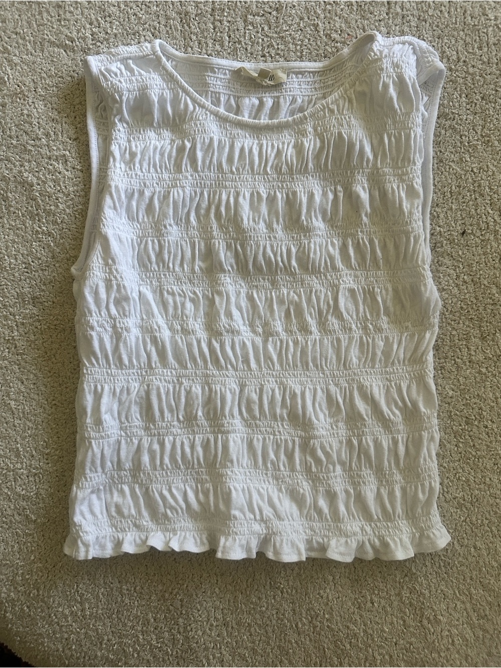 Madewell White Textured Sleeveless Top